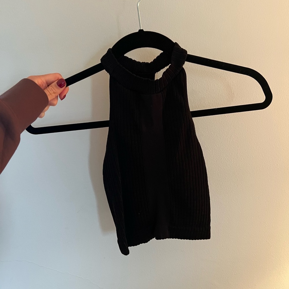Free People Black Halter Crop Top